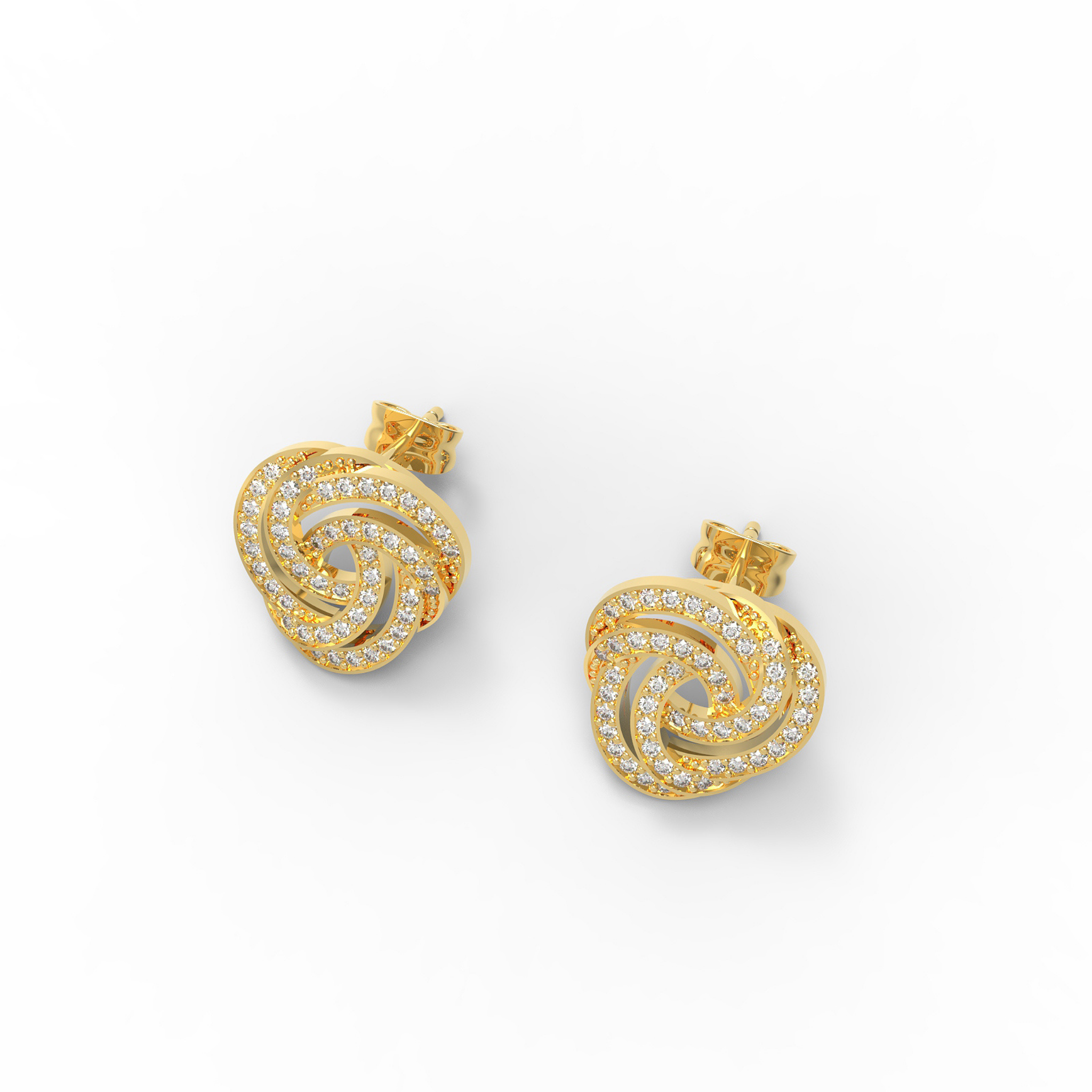Spiral Bloom Trinity Dazzling Stud Earring, Hallmarked 925 Sterling Silver